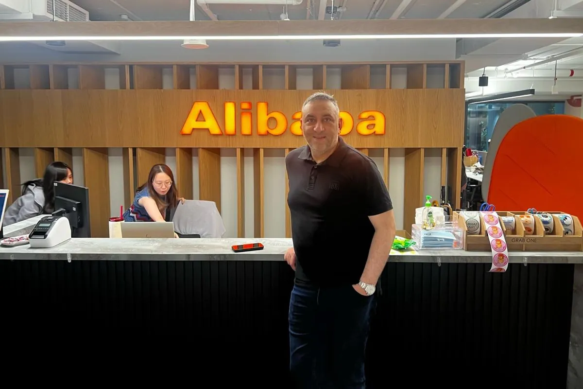 At the reception of the Alibaba office in Singapore